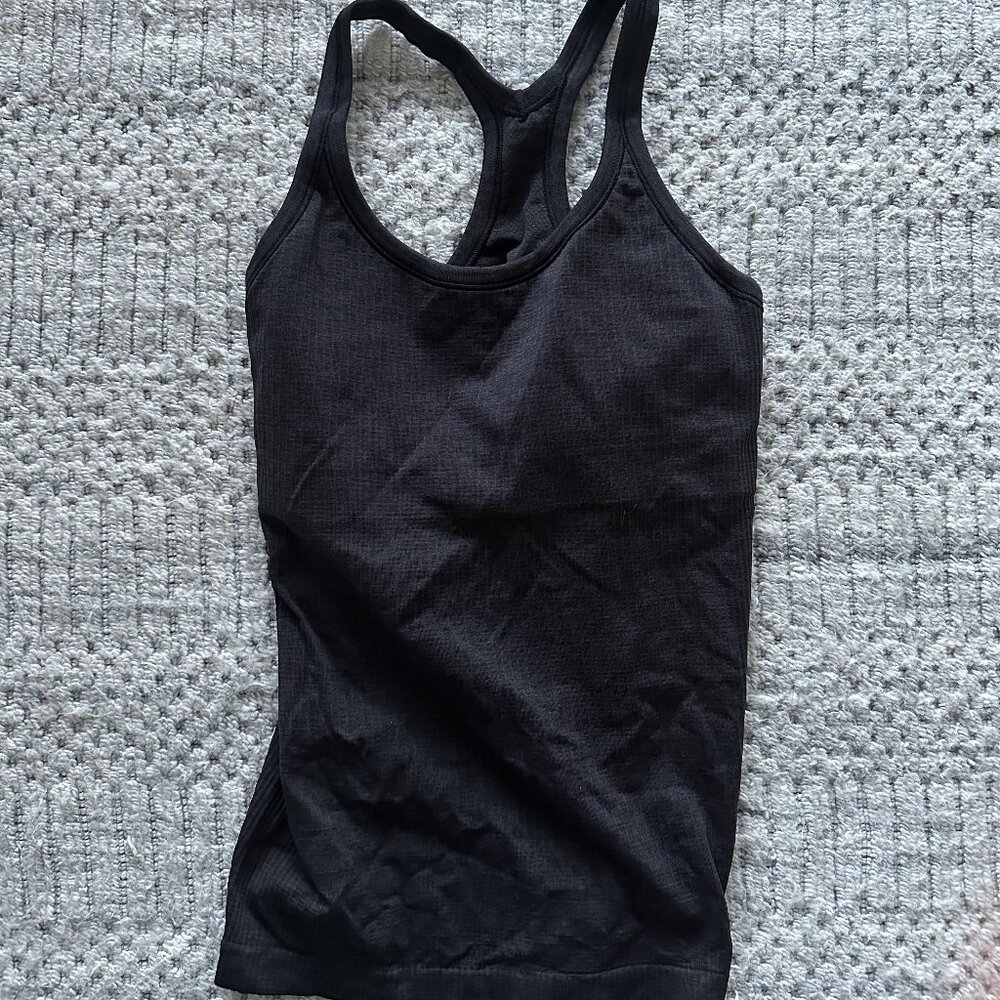 Black racerback tank top with sports bra